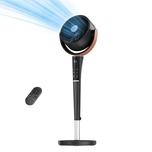Quiet 20dB DC Pedestal Fan: 15 Speeds, 5 Modes, 120° Oscillation, 1050CFM, 12H Timer, 37-45" Height, LED & Remote