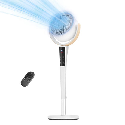 Quiet 20dB DC Pedestal Fan: 15 Speeds, 5 Modes, 120° Oscillation, 1050CFM, 12H Timer, 37-45" Height, LED & Remote
