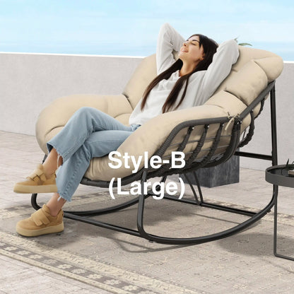 Indoor Outdoor Egg Rocker 450/550lbs | Thick Padded Cushion Adjustable Backrest