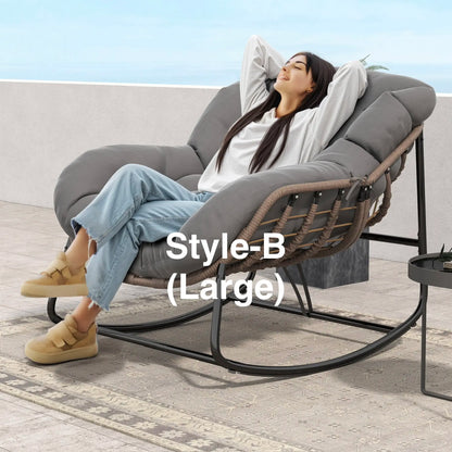 Indoor Outdoor Egg Rocker 450/550lbs | Thick Padded Cushion Adjustable Backrest
