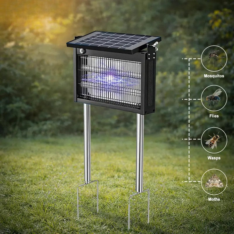 4500V Solar Powered Bug Zapper – Waterproof Electric Mosquito & Fly Trap