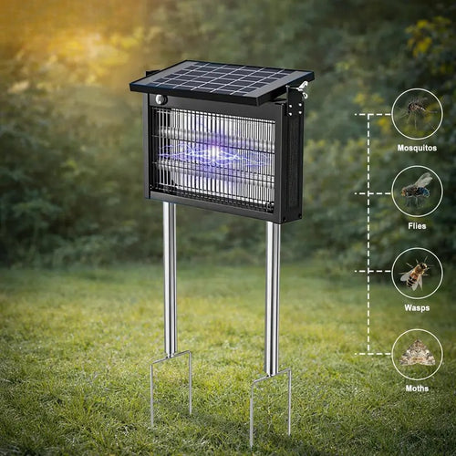 4500V Solar Powered Bug Zapper – Waterproof Electric Mosquito & Fly Trap