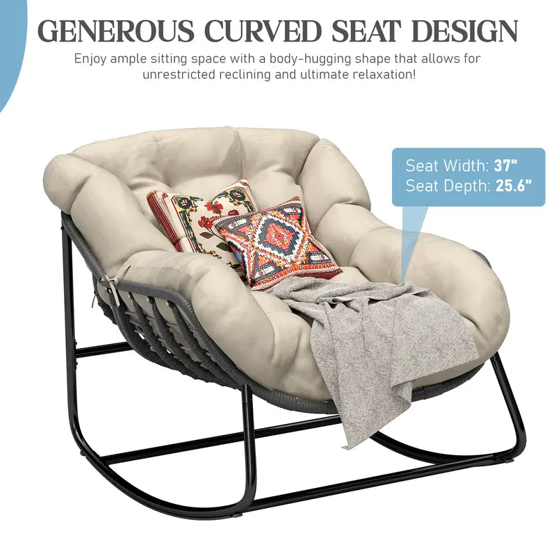 Indoor Outdoor Egg Rocker 450/550lbs | Thick Padded Cushion Adjustable Backrest