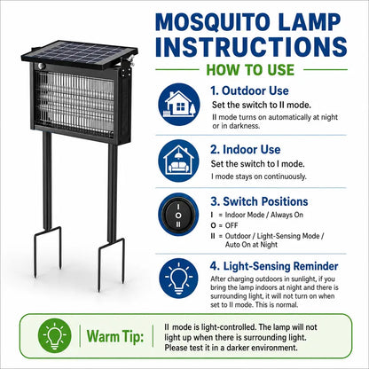 4500V Solar Powered Bug Zapper – Waterproof Electric Mosquito & Fly Trap