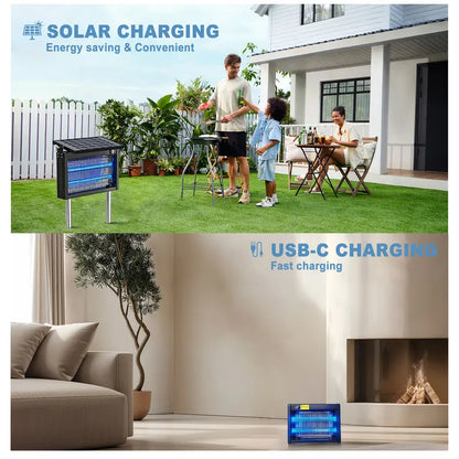 4500V Solar Powered Bug Zapper – Waterproof Electric Mosquito & Fly Trap