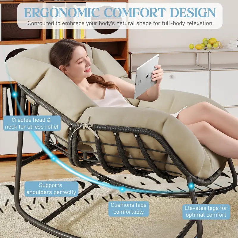 Indoor Outdoor Egg Rocker 450/550lbs | Thick Padded Cushion Adjustable Backrest