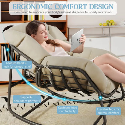 Indoor Outdoor Egg Rocker 450/550lbs | Thick Padded Cushion Adjustable Backrest