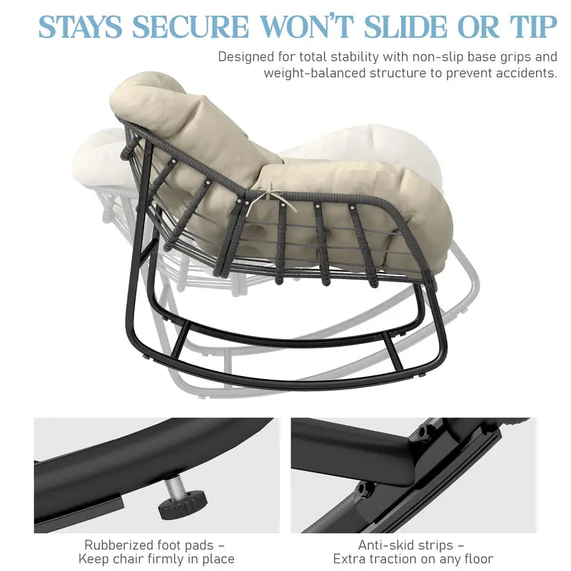 Indoor Outdoor Egg Rocker 450/550lbs | Thick Padded Cushion Adjustable Backrest