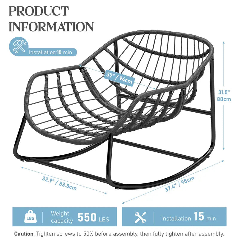 Indoor Outdoor Egg Rocker 450/550lbs | Thick Padded Cushion Adjustable Backrest