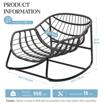 Indoor Outdoor Egg Rocker 450/550lbs | Thick Padded Cushion Adjustable Backrest