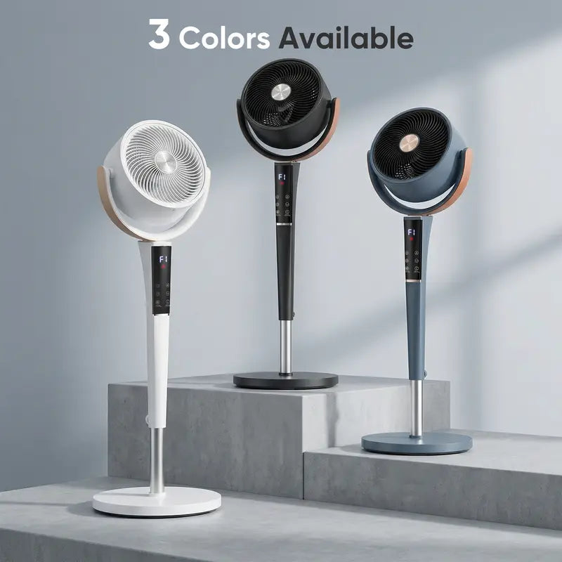 Quiet 20dB DC Pedestal Fan: 15 Speeds, 5 Modes, 120° Oscillation, 1050CFM, 12H Timer, 37-45" Height, LED & Remote