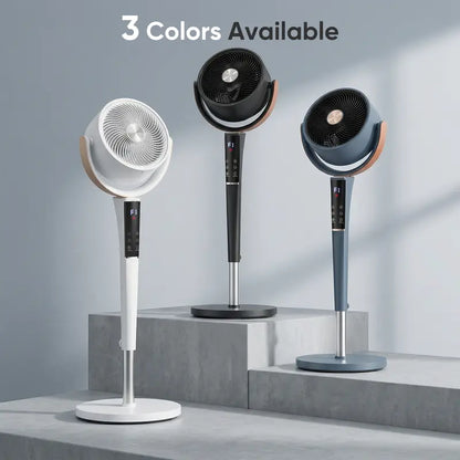 Quiet 20dB DC Pedestal Fan: 15 Speeds, 5 Modes, 120° Oscillation, 1050CFM, 12H Timer, 37-45" Height, LED & Remote