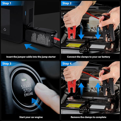 4000A Portable Car Jump Starter with 150PSI Tire Inflator, 12V Battery Booster, 15000mAh Power Bank & LED Light